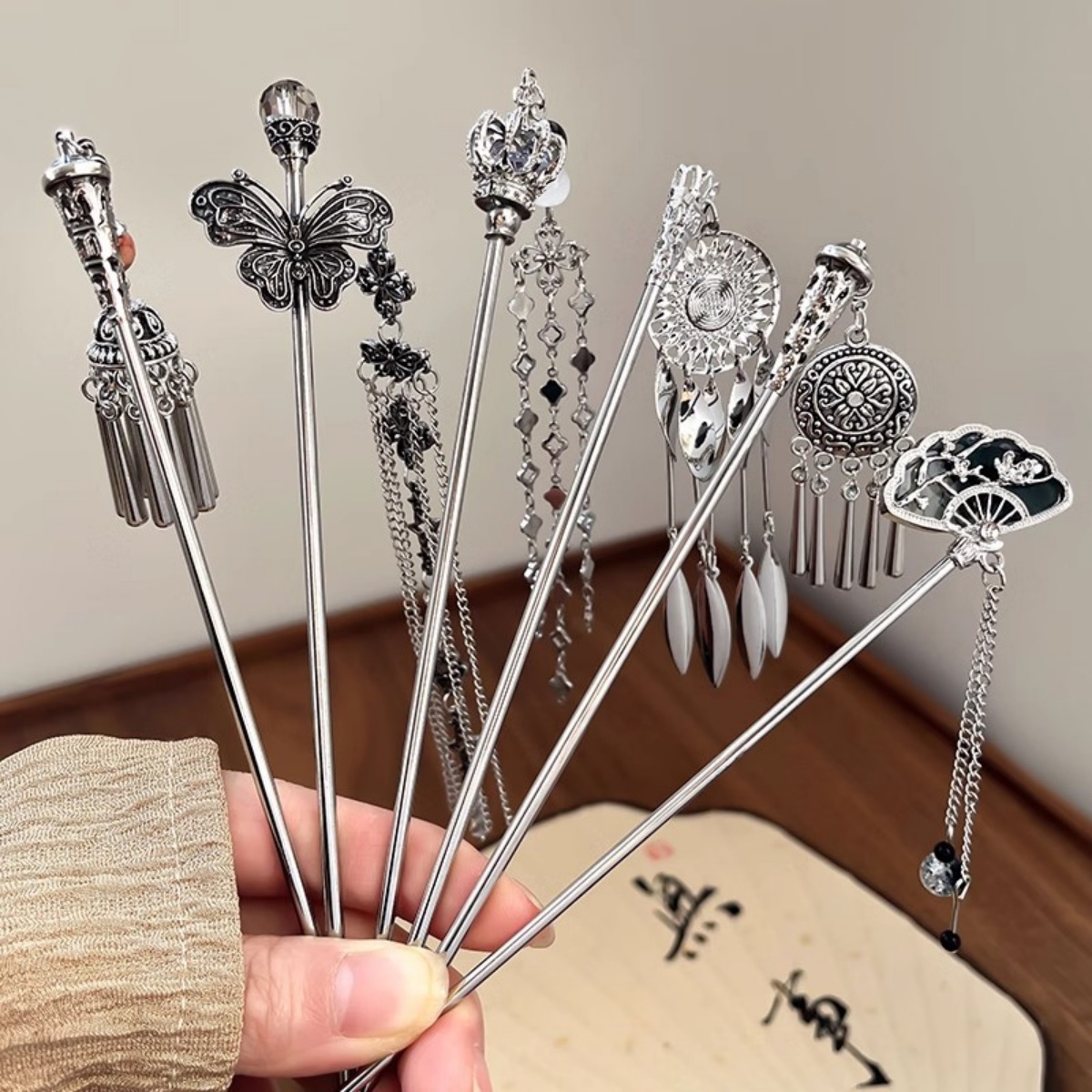 Women Accessories Shop - Elegante dames haarspeld antiek zilver vlinder