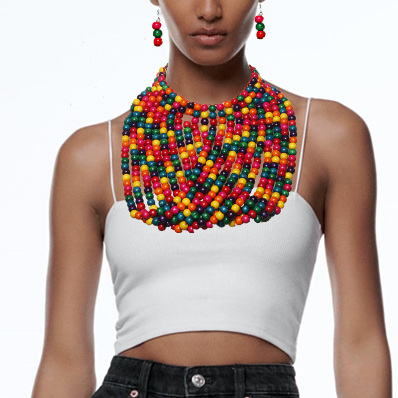 Women'S Accessories Amazon - Afrikaanse stijl houten kralen omzoomde meerlaagse