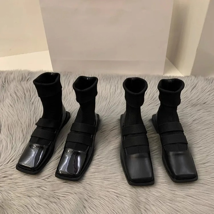 Women'S Ankle Accessories - Britse stijl vierkante gebreide sokken laarzen