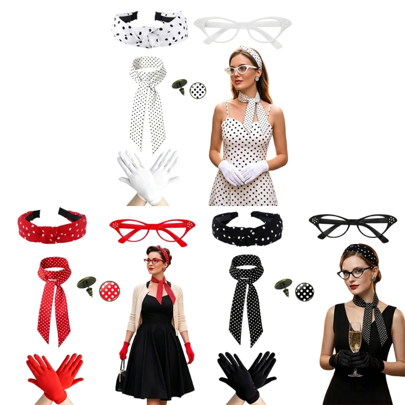 Women'S Accessories In The 1950S - 5-delige jaren 50 vrouwenkostuums met stippen