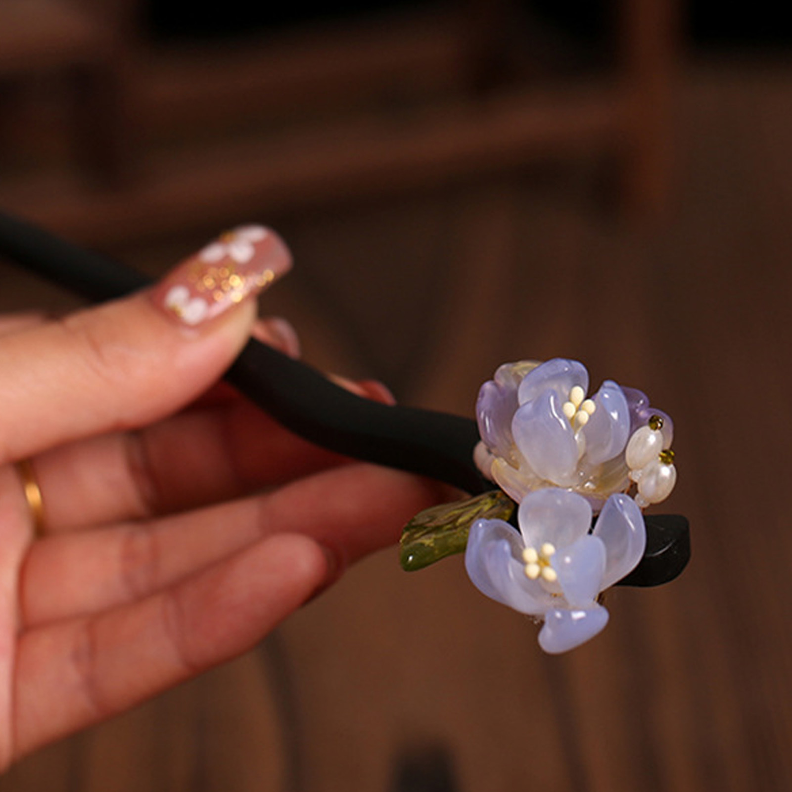 Women Accessories Shop - Vintage houten bloem haarspeld voor vrouwen,